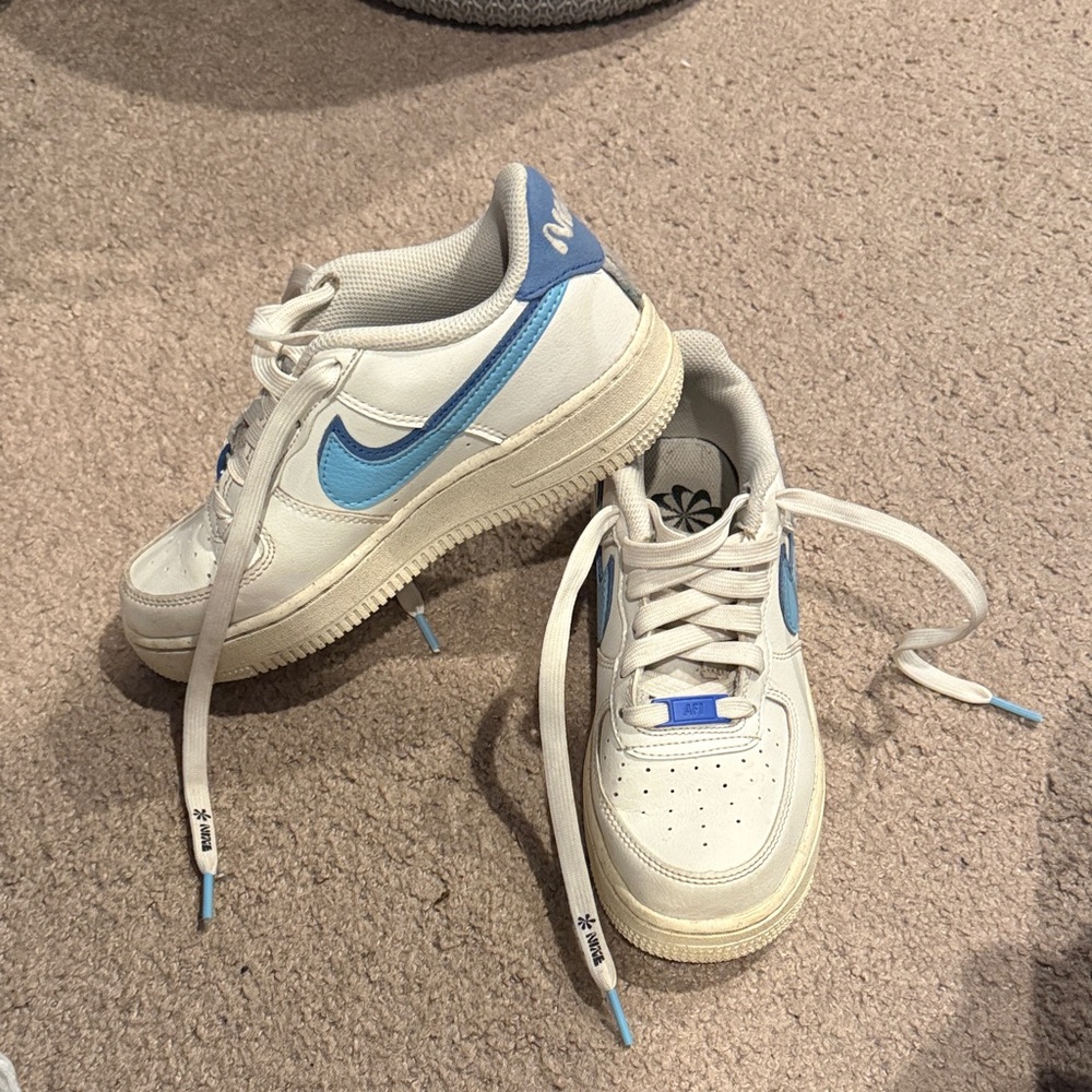 Nike White and Light Blue Athletic Shoes